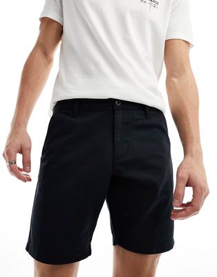 ASOS DESIGN slim stretch regular length chino shorts in black
