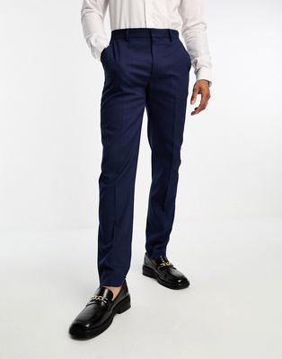 ASOS DESIGN slim suit pants in navy in micro texture
