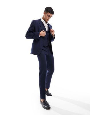 ASOS DESIGN slim suit pants in navy pinstripe