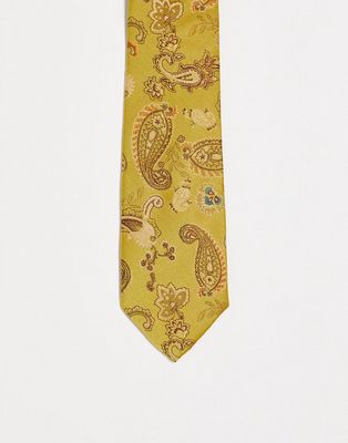 ASOS DESIGN slim tie in 90s gold paisley