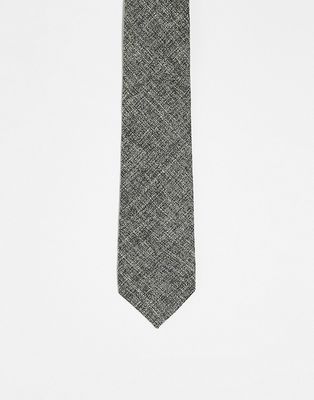 ASOS DESIGN slim tie in gray and cream textured weave