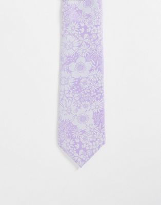 ASOS DESIGN slim tie in purple floral