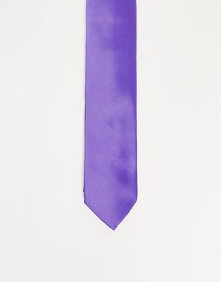 ASOS DESIGN slim tie in purple high shine