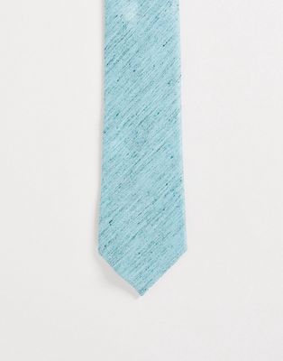 ASOS DESIGN slim tie in turquoise texture-Blue