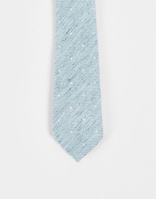 ASOS DESIGN slim tie with texture and polka dot detail in mint-Green