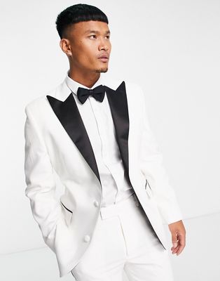 ASOS DESIGN slim tuxedo jacket in white