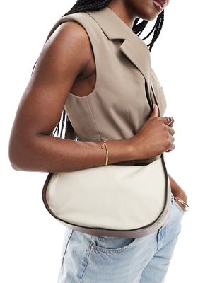 ASOS DESIGN sling crossbody bag in canvas with strap in brown