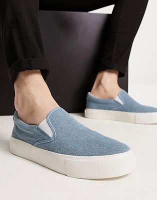 ASOS DESIGN slip-on canvas sneakers in denim blue
