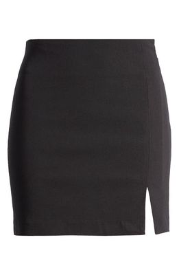 ASOS DESIGN Slit Hem Bengaline Miniskirt in Black