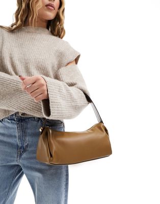 ASOS DESIGN slouch shoulder bag with stud detail in brown
