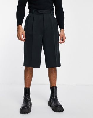 ASOS DESIGN smart longer length shorts in black