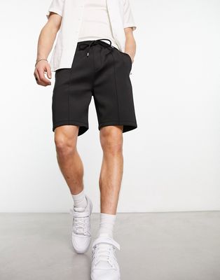 ASOS DESIGN smart slim shorts in black scuba