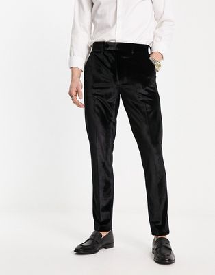 ASOS DESIGN smart super skinny velvet pants in black