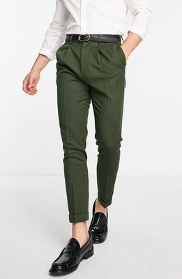 ASOS DESIGN Smart Tapered Cuff Trousers in Khaki