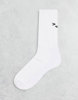 ASOS DESIGN smile embroidered sports socks-White