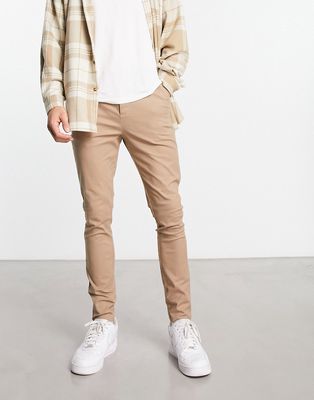 ASOS DESIGN spray on chinos in light tan-Brown