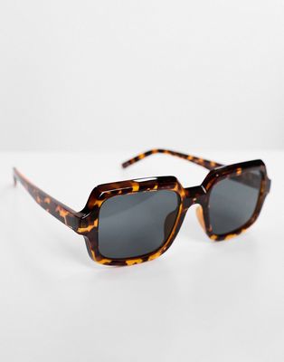 ASOS DESIGN square sunglasses in tort with black lens-Brown
