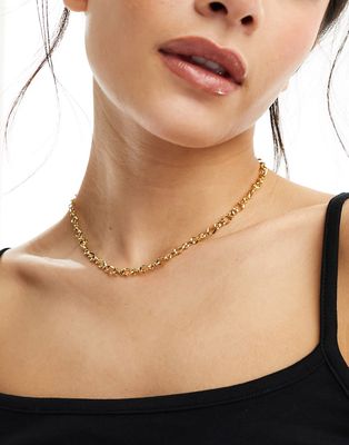 ASOS DESIGN stainless steel necklace with twisted chain design in gold tone