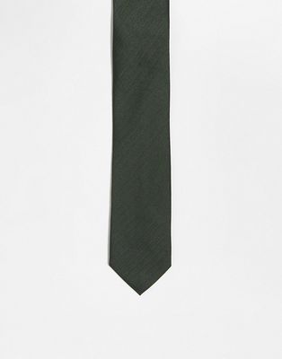 ASOS DESIGN standard tie in khaki-Green