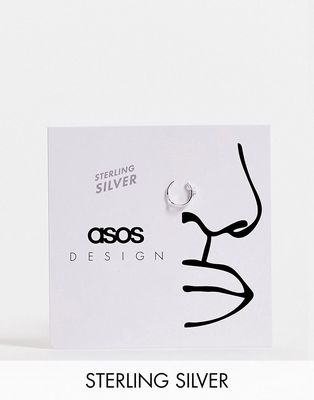 ASOS DESIGN sterling silver double hoop nose ring in silver