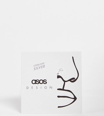 ASOS DESIGN sterling silver nose stud with black crystal in silver tone