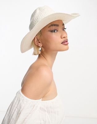 ASOS DESIGN straw cowboy hat with size adjuster in white