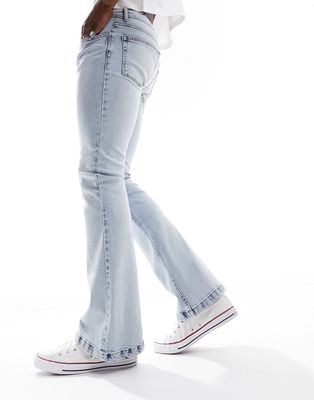 ASOS DESIGN stretch flare jeans in light wash blue