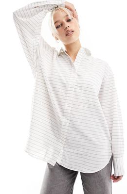 ASOS DESIGN Stripe Oversize Button-Up Oxford Shirt in White