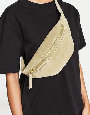 ASOS DESIGN suede fanny pack in green