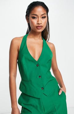 ASOS DESIGN Suit Halter Waistcoat in Medium Green