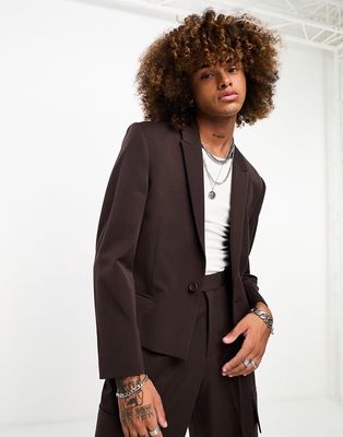 ASOS DESIGN suit jacket in brown-Green