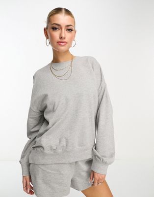 ASOS DESIGN summer weight boxy sweatshirt in gray heather