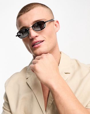 ASOS DESIGN sunglasses with contrast frame and insert mirror lens in silver