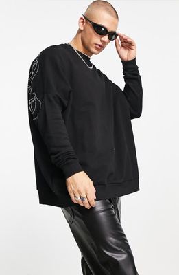 ASOS DESIGN Super Oversize Graphic Sweatshirt in Black