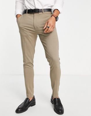 ASOS DESIGN super skinny mix and match suit pants in stone-Neutral