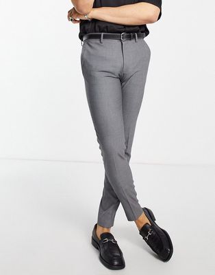 ASOS DESIGN super skinny smart pants in gray pin dot-Neutral