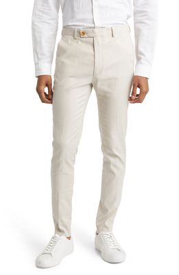 ASOS DESIGN Super Skinny Stretch Cotton & Linen Suit Trousers in Stone