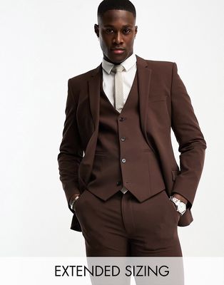 ASOS DESIGN super skinny suit jacket in chocolate-Brown