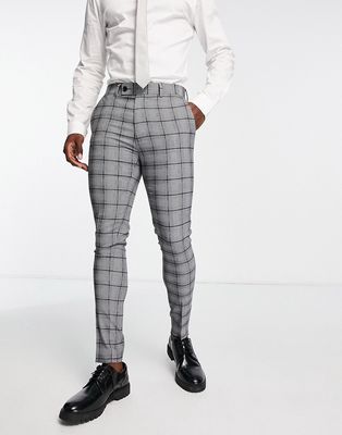 ASOS DESIGN super skinny suit pants in textured blue check