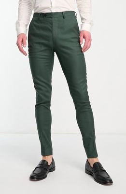 ASOS DESIGN Super Skinny Suit Trousers in Dark Green