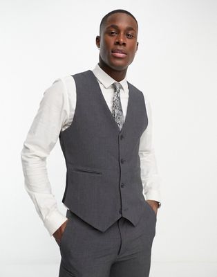 ASOS DESIGN super skinny suit waistcoat in charcoal-Gray