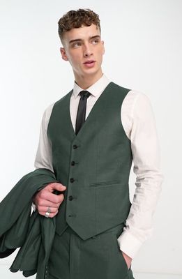 ASOS DESIGN Super Skinny Suit Waistcoat in Dark Green