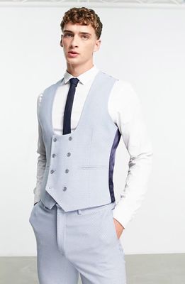 ASOS DESIGN Super Skinny Suit Waistcoat in Light Blue
