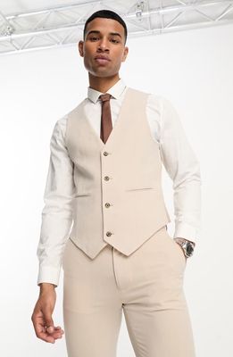 ASOS DESIGN Super Skinny Suit Waistcoat in Stone