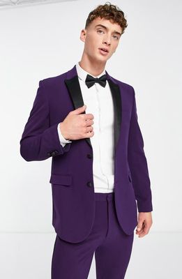 ASOS DESIGN Super Skinny Tuxedo Jacket in Purple