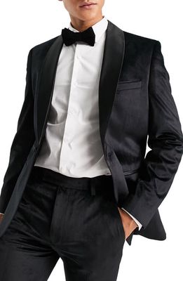 ASOS DESIGN Super Skinny Velvet Tuxedo Jacket in Black