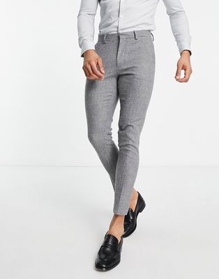 ASOS DESIGN super skinny wool mix smart pants in puppytooth-Gray