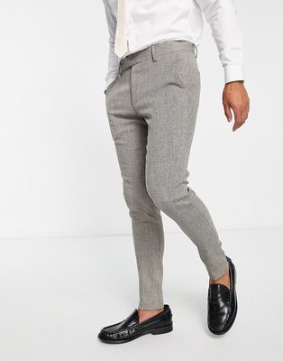 ASOS DESIGN super skinny wool mix suit pants in black tweed