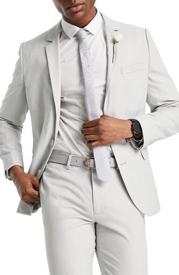 ASOS DESIGN Superskinny Wedding Jacket in Light Grey