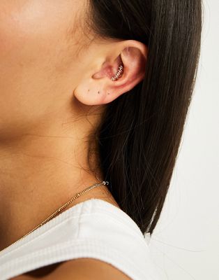 ASOS DESIGN surgical steel piercing with cubic zirconia curve design-Gold